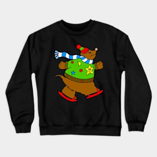 ICE Skater Brown Bear Lover Merry Christmas Sweater Crewneck Sweatshirt